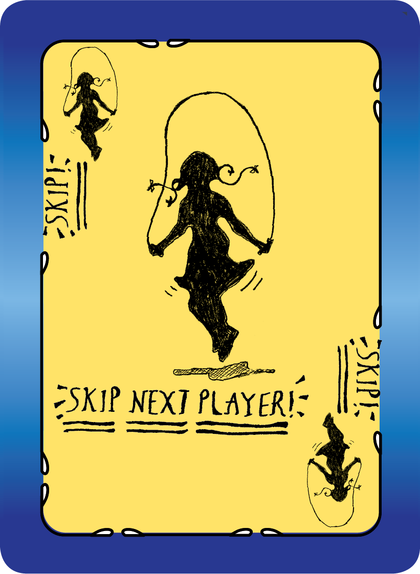 "Skip" action card from You Wish! game